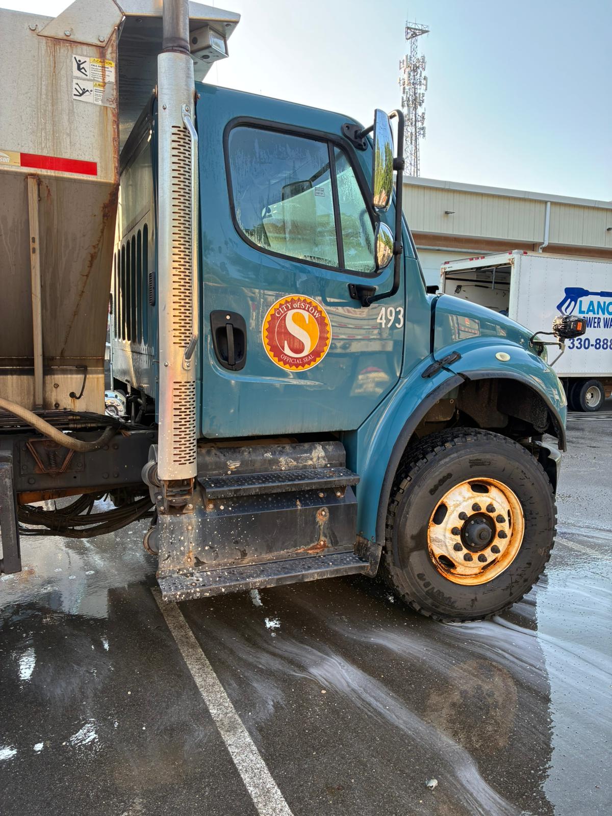 Fleet Washing in Stow, Ohio: Lance’s Power Washing Restores Shine to Blue Work Truck